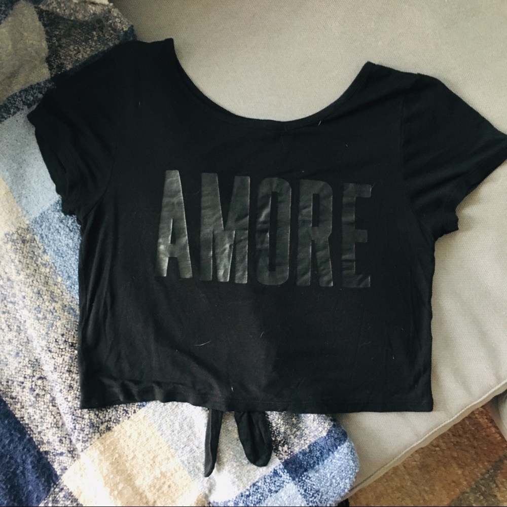 Black “Amore” crop top